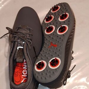 Gray Golf Shoes with Red Accents